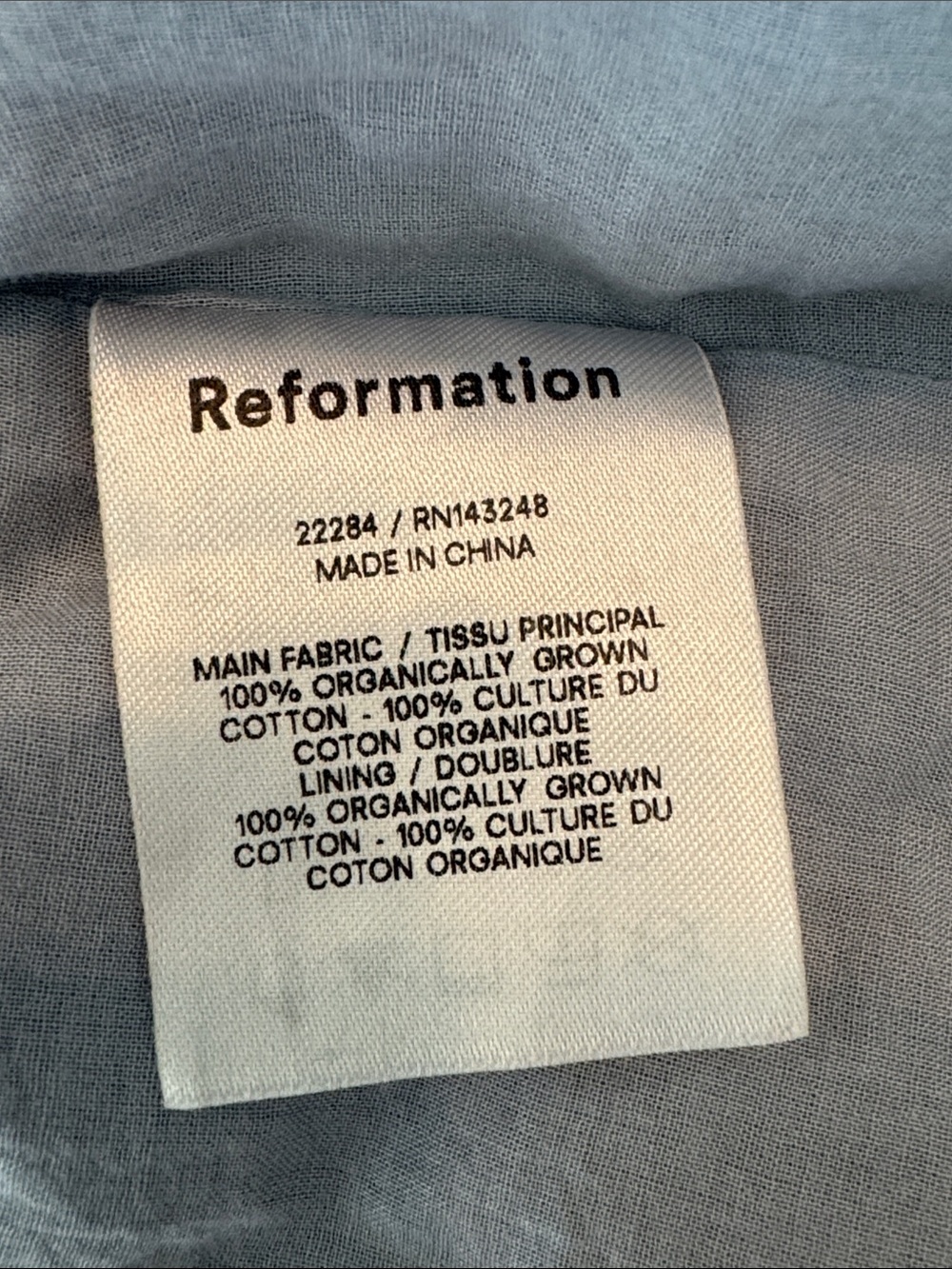 Reformation Darla 100% Organic Cotton Smocked Midi Dress in mineral blue Size: M - Picture 6 of 6
